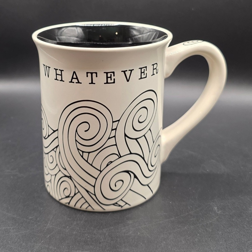 Our Name is Mud Whatever Coffee Mug Cream Black Swirl Ceramic 6011211 Retired